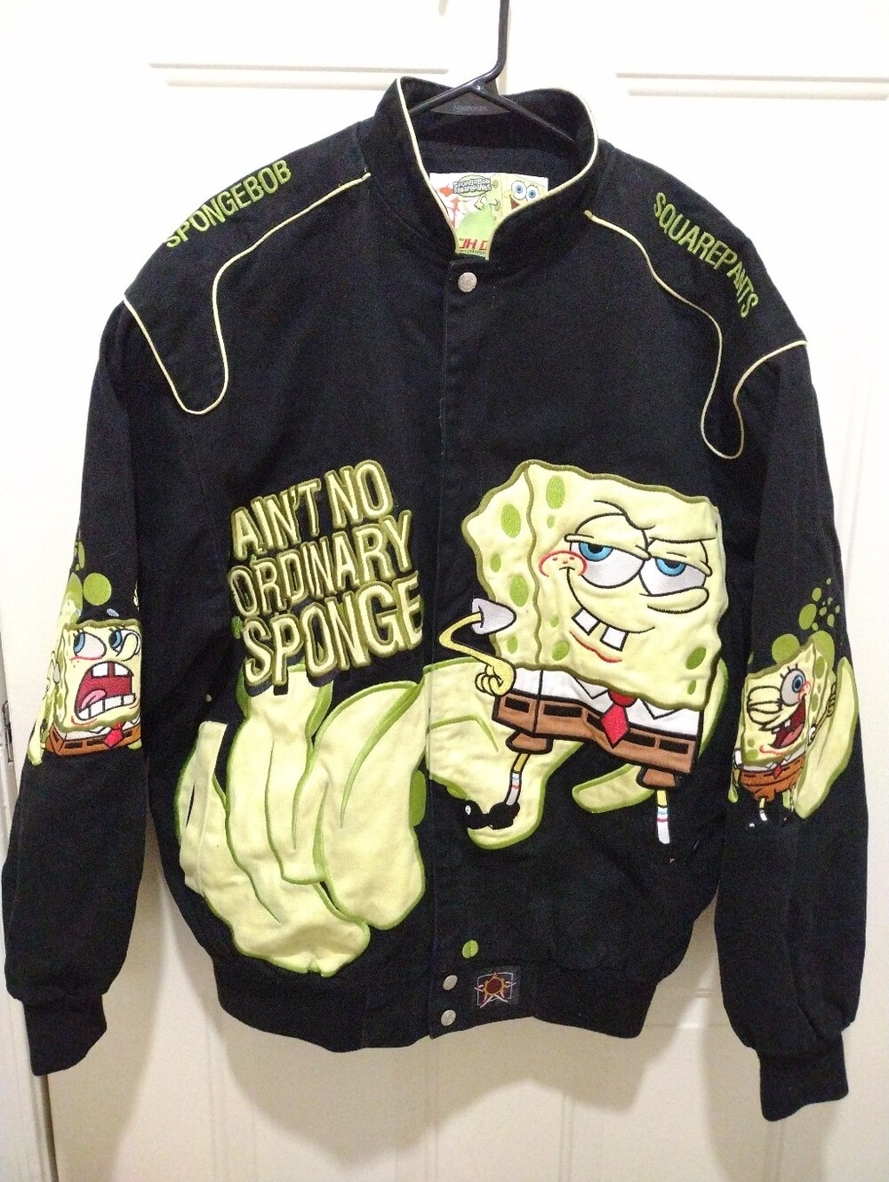 RareVintage 2000 JH Design Nickelodeon SpongeBob  Embroidered AdultRacing Jacket